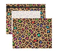 WDdZzyy Astuccio per matite alla moda marrone leopardato con cerniera portapenne per lettere formato A4, confezione da 2 articoli artistici per studenti