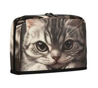 WDdZzyy Astuccio per matite con gatti americani a pelo corto e divertente cartone animato, grande capacità, astuccio morbido per trucchi, per uomo e università