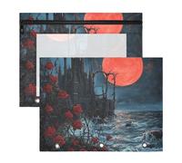 WDdZzyy Astuccio portamatite in stile gotico con castello di vampiri, robusto astuccio portapenne per lettere formato A4, confezione da 2 pezzi, studenti per il rientro a scuola