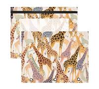 WDdZzyy Astuccio portapenne trasparente colorato con giraffa per raccoglitori a 3 anelli, confezione da 2 articoli per studenti in classe