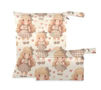 WDdZzyy Bambola da principessa con capelli marroni, riutilizzabile, confezione da 2 pezzi essenziali da viaggio per bambini, con manici per pannolini