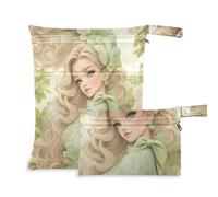 WDdZzyy Beautiful Blonde Princess White Rose Mess-Proof Wet Dry Bags 2 Pack Travel Essentials per bambini con manici per viaggio