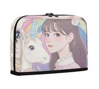 WDdZzyy Beauty Anime Unicorns Astuccio portamatite grande capacità borsa per il trucco multiuso borsa multiuso per adolescenti ragazzi elementari
