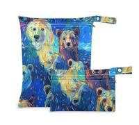WDdZzyy Beauty Bears Blue Sky - Borsa a prova di disordine per bambini, confezione da 2, essenziale da viaggio per bambino, con manici per la spiaggia