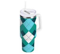WDdZzyy Bicchiere da coldee sottovuoto a quadri con coperchio e cannuccia, simpatica bottiglia d'acqua riutilizzabile per andare tazza da caffè per uomo e donna regalo