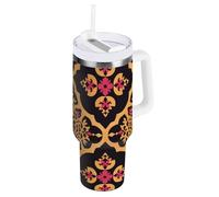 WDdZzyy Bicchiere piatto geometrico color pesca oro vuoto Coldee con coperchio e cannuccia bottiglia d'acqua per bambini riutilizzabile termica tazza da viaggio regalo per donne uomini lui lei