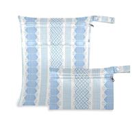 WDdZzyy Blue Cute Lace Stripes riutilizzabile Wet Clothes Bag 2 Pack Travel Essentials per volare con manici per scenario
