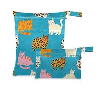 WDdZzyy Blue Cute Leopard Cat prop1 Borse per pannolini, confezione da 2 pezzi essenziali da viaggio per volare con manici per fare il bagno
