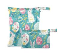 WDdZzyy Blue Easter Bunnies Eggs prop1 Borse per nuotatori Confezione da 2 elementi essenziali da viaggio per volare con manici per yoga