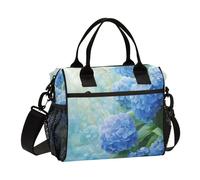 WDdZzyy Blue Hydrangea Motto Spring Flower Lunch Bag per ragazzi con tracolla isolata pranzo borsa termica per picnic femminile