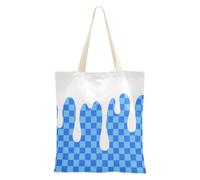 WDdZzyy Blue Ice Cream Plaid Checked Tote Bags Tela per le Donne Con Tasche Con Manici Riutilizzabile Tela Tote Bag Bulk Beach Regali