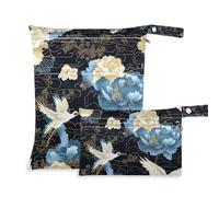 WDdZzyy Blue White Vintage Crane Flowers impermeabile Wet Bag Baby 2 Pack Travel Essentials per neonati con manici per scenario