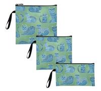 WDdZzyy Bluecats russo cartone animato verde 3 Pack riutilizzabile bambini snack borse impermeabile emergenza cibo per bambini studenti adulti cibo