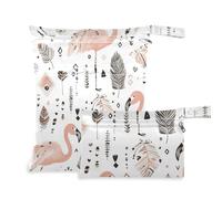 WDdZzyy Bohemian Flamingo Peach Borsa riutilizzabile Wet Dry Bag 2 Pack Wet Bag per costume da bagno con manici per il bagno