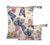 WDdZzyy Boho Cat Flower Spring prop1 - Borsa impermeabile per pannolini, confezione da 2, con manici, per viaggi