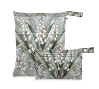 WDdZzyy Boho Lily of Valley, borsa con cerniera floreale per bambini, confezione da 2, borsa bagnata per costume da bagno con manici per il bagno