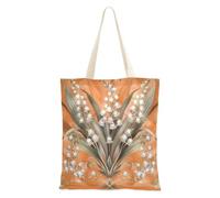 WDdZzyy Boho Lily Of Valley Floreale Arancione Panno Tote Borse con Manici per Le Donne Con Tasche Con Manici Riutilizzabile Bulk Tote Bags Regali Spiaggia