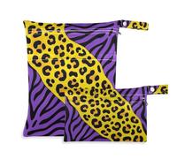 WDdZzyy Borsa a prova di disordine con stampa leopardata giallo-viola per bambino, confezione da 2 pezzi essenziali per viaggiare per volare con manici per yoga