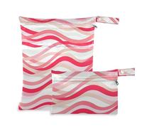 WDdZzyy Borsa a prova di disordine per tessuto, motivo a onde, confezione da 2, essenziale da viaggio per bambino, con manici per la spiaggia