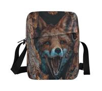 WDdZzyy Borsa a tracolla da donna a tracolla Piccole Borse per le donne Borse a tracolla da donna Borse a tracolla da donna Tracolla Regolabile per la scuola Divertente Volpe 3D Arte in legno