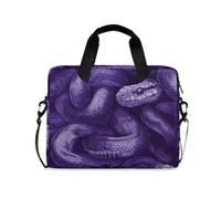 WDdZzyy Borsa a tracolla da viaggio per computer portatile, con manico e tracolla, borsa per computer da 15,6 pollici con cerniera Mighty Red-eared Slider Snake Rettile viola