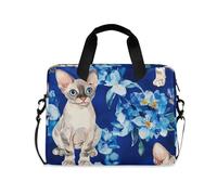 WDdZzyy Borsa a tracolla per computer portatile con manico e tracolla da 15,6 pollici borsa per computer con cerniera in stile kawaii Devon Rex Cats Royal Blue