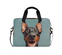 WDdZzyy Borsa a tracolla per computer portatile con manico e tracolla da 15,6 pollici borsa per il trasporto del computer Cartoon divertente Doberman Pinscher Dog