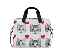 WDdZzyy Borsa a tracolla per computer portatile con manico e tracolla da 15,6 pollici borsa per il trasporto del computer Cartoon carino San Valentino cartone animato gatto nero amore