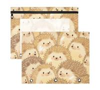 WDdZzyy Borsa cosmetica a forma di riccio in stile cartone animato, trasparente, con 3 fori, per lettere formato A4, confezione da 2 pezzi, per studenti di classe