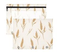 WDdZzyy Borsa cosmetica autunnale con foglie di grano trasparente per raccoglitori a 3 anelli, confezione da 2 forniture per studenti in classe