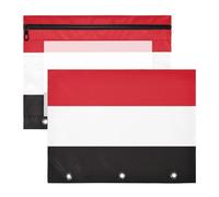 WDdZzyy Borsa cosmetica con bandiera della Repubblica dello Yemen nera e rossa, adorabile tasca a 3 fori per lettere di carta A4, confezione da 2 articoli artistici per studenti