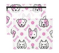 WDdZzyy Borsa cosmetica con motivo di teste di cane e osso, linea semplice, con cerniere lisce, cartelle tascabili per raccoglitori a 3 anelli, confezione da 2 articoli per studenti in classe