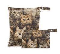 WDdZzyy Borsa da bagno bagnata con gatti scozzesi pieghevoli, marrone prop1, confezione da 2 pezzi essenziali da viaggio per volare con manici per piscina