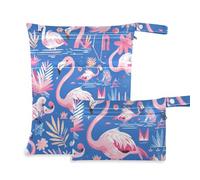 WDdZzyy Borsa da viaggio con fenicottero rosa fresco, per l'estate, confezione da 2 borse per pannolini, articoli essenziali con manici per pannolini per bambini