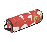 WDdZzyy Borsa da viaggio per attrezzi per capelli, con tappetino rimovibile resistente al calore, per arricciacapelli, ferro arricciacapelli, asciugacapelli, calle rosse, Cartoon Calla Lily Fiore