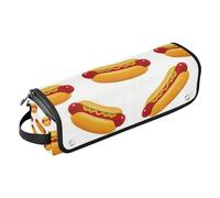 WDdZzyy Borsa da viaggio per hot dog con tappetino in ferro, grande capacità, organizer per raddrizzatori, ferro arricciacapelli, asciugacapelli, hot dog giallo fumetto, 1 taglia, Cartone animato
