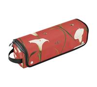 WDdZzyy Borsa da viaggio per strumenti per capelli con calle e gigli, con tappetino in ferro, borsa da viaggio per utensili caldi e accessori per la cura dei capelli, motivo cartone animato, calle e