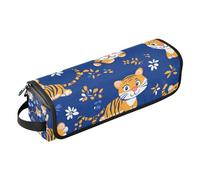 WDdZzyy Borsa da viaggio per strumenti per capelli con tigri blu e tappetino resistente al calore, per ferri da stiro, piastre, arricciacapelli, graziose tigri blu, Carino Little Blue Tigers Blu, 1