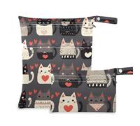 WDdZzyy Borsa impermeabile con cerniera a forma di gattini, confezione da 2 pezzi, con manici, per i viaggi