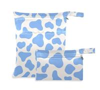 WDdZzyy Borsa impermeabile lavabile con stampa di mucche, blu, pastello, confezione da 2, essenziale da viaggio per bambini, con manici per la spiaggia