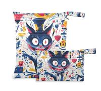 WDdZzyy Borsa impermeabile per pannolini per bambini, motivo: gatto, per Halloween, confezione da 2, essenziale da viaggio per bambini, con manici per la spiaggia