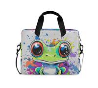 WDdZzyy Borsa per computer portatile con cerniera, borsa a tracolla portatile con manico e tracolla da 15,6 pollici tasca per computer portatile bellezza rana graffiti artistici