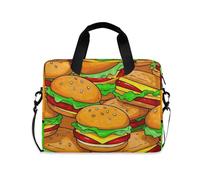 WDdZzyy Borsa per computer portatile con cerniera, borsa a tracolla portatile con manico e tracolla da 15,6 pollici borsa per il trasporto del computer carino cartone animato cibo hamburger