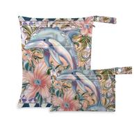 WDdZzyy Borsa per costume da bagno bagnata con delfini bohémien, lavabile, confezione da 2, essenziale da viaggio, con manici, per la spiaggia
