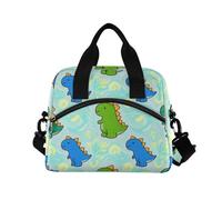 WDdZzyy Borsa per il pranzo colorata con dinosauri e animali dei cartoni animati da donna con tracolla borsa per il pranzo per ragazzi per ragazzi riutilizzabile