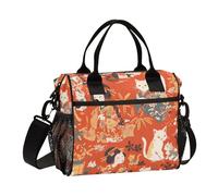 WDdZzyy Borsa per il pranzo con gatto giapponese Geisha donna rossa per lavoro con tracolla borsa per il pranzo per la scuola femminile