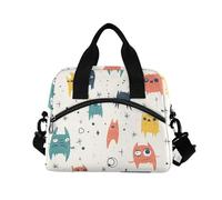 WDdZzyy Borsa per il pranzo con motivo di mostri divertenti, con tracolla, grande, per la scuola materna
