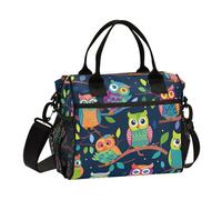 WDdZzyy Borsa per il pranzo con motivo gufo dipinto a mano per ragazzi con tracolla da uomo scatole per il pranzo per ragazze scuola