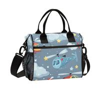 WDdZzyy Borsa per il pranzo da donna con motivo elicottero stelle nuvole argento con tracolla borsa per il pranzo resistente per la scuola femminile