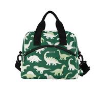 WDdZzyy Borsa per il pranzo da donna verde con dinosauri dei cartoni animati con tracolla refrigeratori per il pranzo per lavoro per uomo con manici